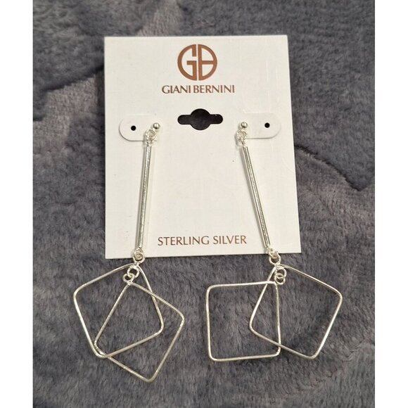 NEW Giani Bernini Square Wire Linear Square Drop Earrings in Sterling Silver - Picture 1 of 3